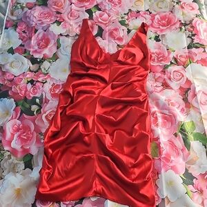 Elegant Red Satin Like Dress